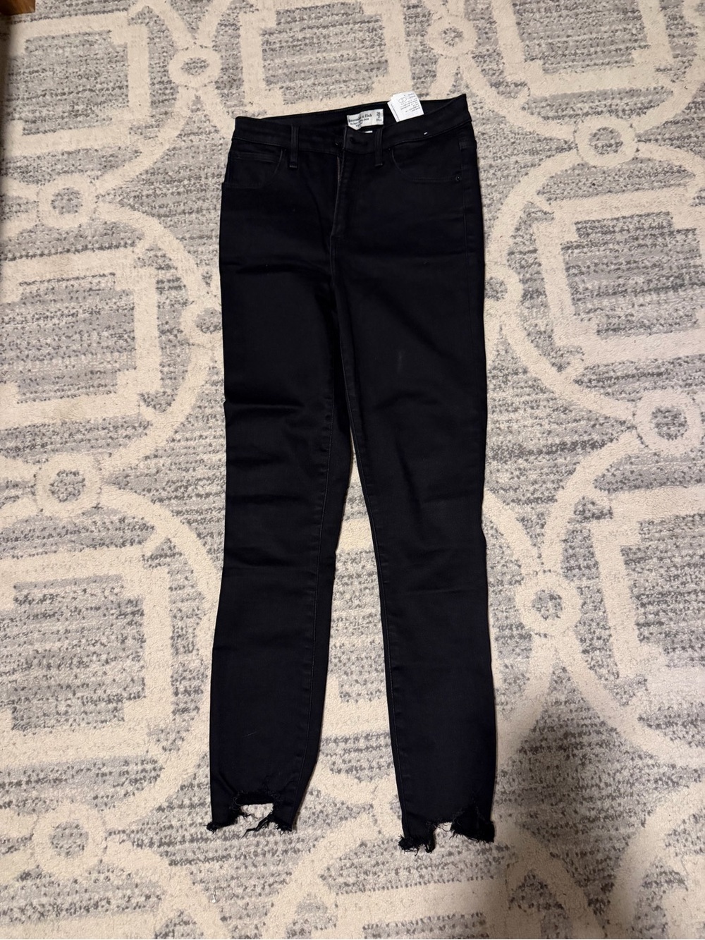 Abercrombie & Fitch Black Skinny Jeans with Raw Hem